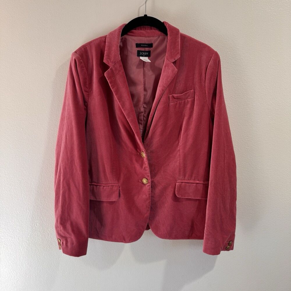 J. Crew Schoolboy Blazer Jacket 8 Pink Velvet Gold Embossed Buttons Preppy Y2K